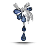 Broche Feminino com Gota de Cristal e Borboleta, Azul, Roxo, Branco