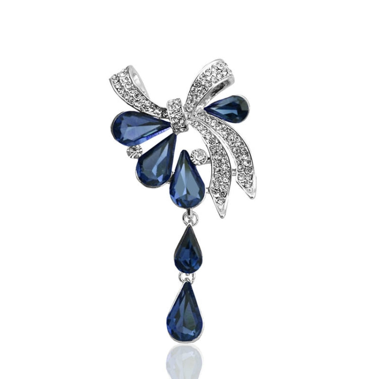 Broche Feminino com Gota de Cristal e Borboleta, Azul, Roxo, Branco