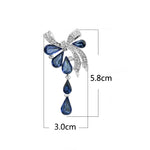 Broche Feminino com Gota de Cristal e Borboleta, Azul, Roxo, Branco