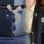 Broche Feminino com Gota de Cristal e Borboleta, Azul, Roxo, Branco