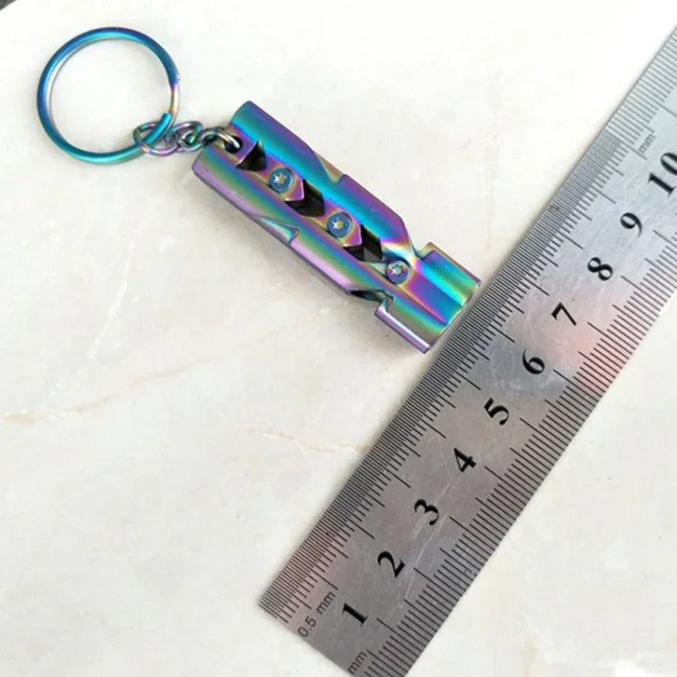Apito de Sobrevivência Duplo em Aço Inoxidável de Alto Decibel para Autoproteção com Anilha, Apito (Prateado), Apito (titânio)