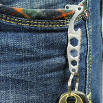 Porta-Chaves de Carbono de Bolso em Aço Inoxidável com Abridor de Garrafas, Ferramenta EDC para Camping e Desporto ao Ar Livre