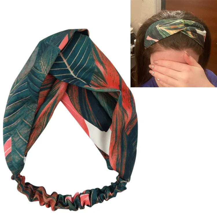 Faixas de Cabelo de Estilo Boémio de Verão para Mulheres Turbante Retro com Nó Cruzado