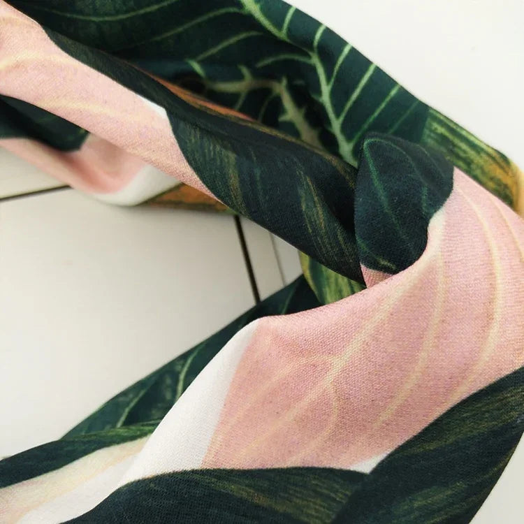 Faixas de Cabelo de Estilo Boémio de Verão para Mulheres Turbante Retro com Nó Cruzado