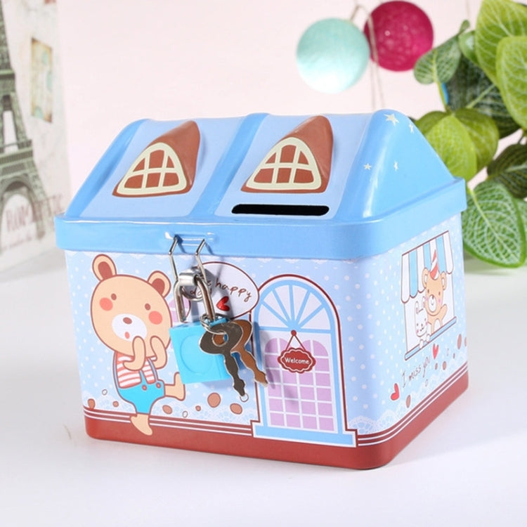 Cofre de moedas infantil em forma de casa de desenho animado, rosa, azul