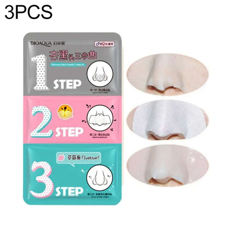 3 PCS Máscara de Poros para Remover Cravos e Acne, Kit de 3 Passos para Limpar Cravos, Azul, Vermelho