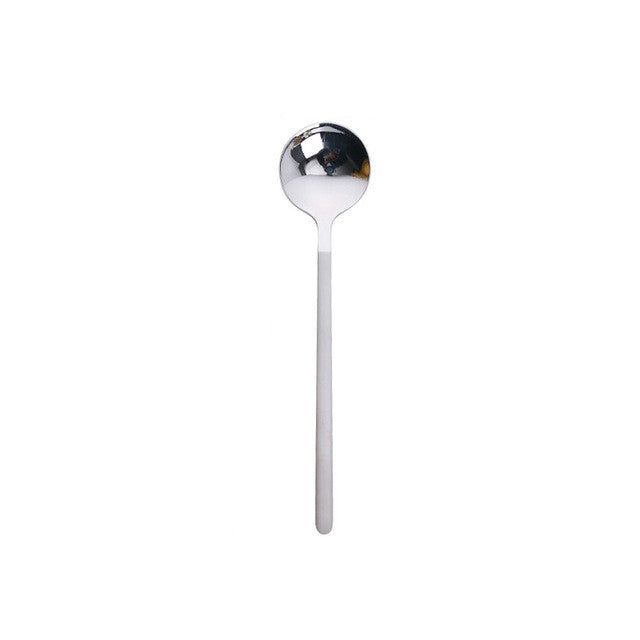 Mini Colher de Café Acessórios para Cozinha, Colher de Sobremesa, Forma Redonda, Aço Inoxidável para Casa, 13cm, 15cm, 17cm