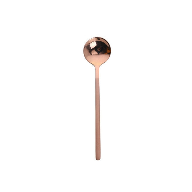 Mini Colher de Café Acessórios para Cozinha, Colher de Sobremesa, Forma Redonda, Aço Inoxidável para Casa, 13cm, 15cm, 17cm