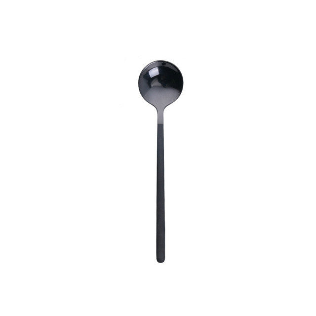 Mini Colher de Café Acessórios para Cozinha, Colher de Sobremesa, Forma Redonda, Aço Inoxidável para Casa, 13cm, 15cm, 17cm