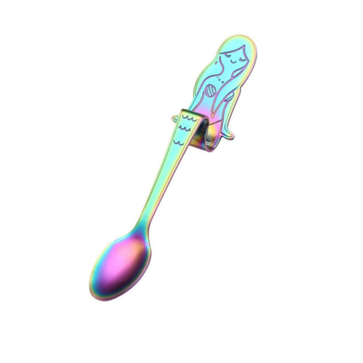 Colher Criativa para Café com Cabo em Forma de Sereia, Talheres para Beber, Preto, Dourado, Sinfonia, Ouro Rosa, Cor Verdadeira