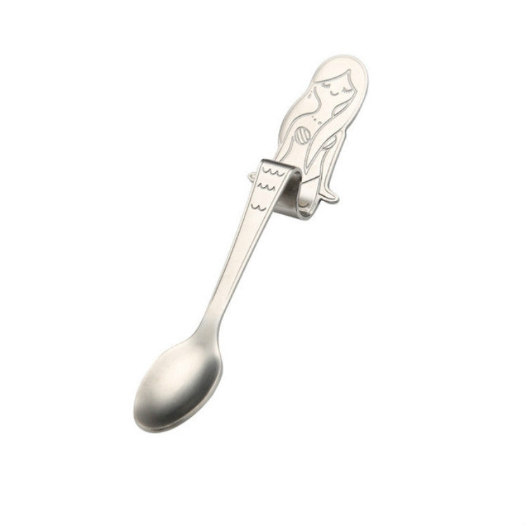 Colher Criativa para Café com Cabo em Forma de Sereia, Talheres para Beber, Preto, Dourado, Sinfonia, Ouro Rosa, Cor Verdadeira