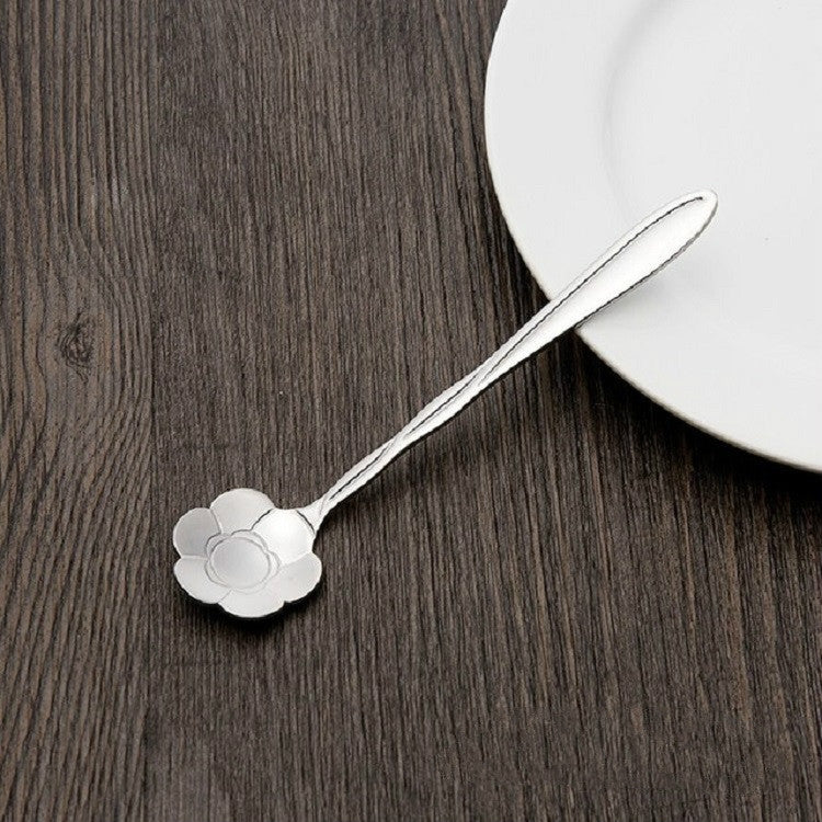 3 Peças Colheres Criativas para Casa em Aço Inoxidável, Colher de Flor para Café, Colher de Girassol, Colher de Pensamento, Colher de Campânula, Colher de Ameixeira, Colher de Cosmos