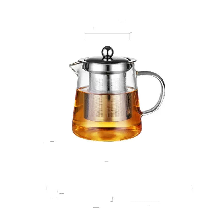 Conjunto de Chá em Vidro Resistente ao Calor com Grande Capacidade e Filtro em Aço Inoxidável para Chá Kung Fu, 450ML, 550ML, 750ML, 950ML