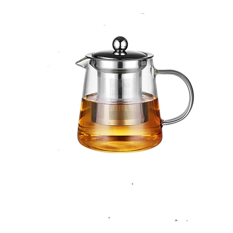 Conjunto de Chá em Vidro Resistente ao Calor com Grande Capacidade e Filtro em Aço Inoxidável para Chá Kung Fu, 450ML, 550ML, 750ML, 950ML