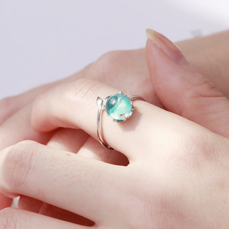 Anéis Abertos para Mulher com Forma de Sereia e Cristal Azul da Moda