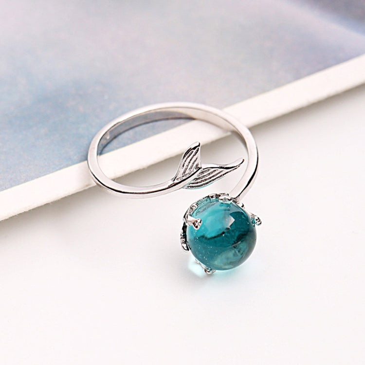 Anéis Abertos para Mulher com Forma de Sereia e Cristal Azul da Moda