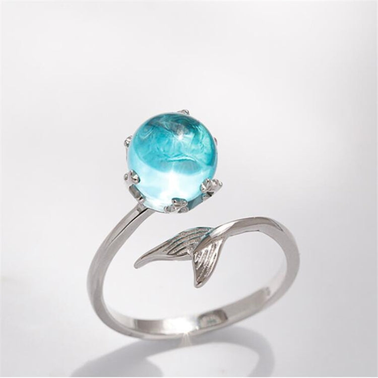 Anéis Abertos para Mulher com Forma de Sereia e Cristal Azul da Moda