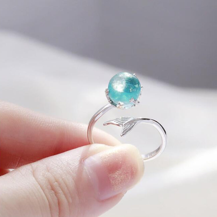 Anéis Abertos para Mulher com Forma de Sereia e Cristal Azul da Moda