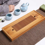 Tabuleiros de Chá de Bambu para Chá Kung Fu com Suporte de Drenagem, Tabuleiros de Chá de Bambu