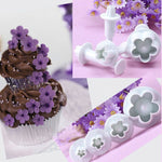 Conjunto de 4 Peças Molde para Bolo de Fondant com Estampa de Primavera, Forma de Ameixa