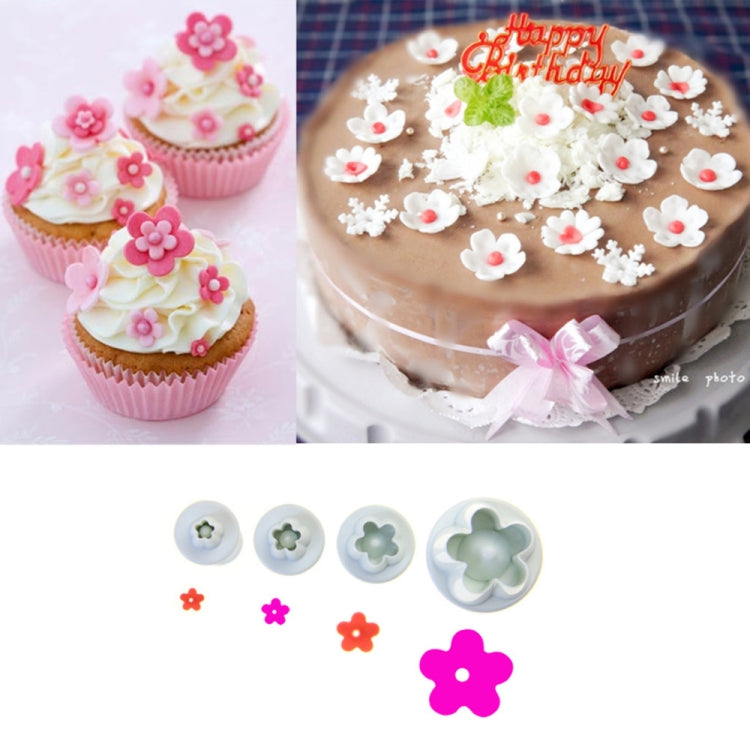 Conjunto de 4 Peças Molde para Bolo de Fondant com Estampa de Primavera, Forma de Ameixa