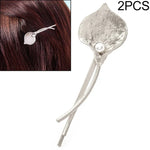 2 PCS Joias de Cabelo de Casamento de Moda Presilhas de Flor Metal Sólido Folha Pregadeiras de Pérola