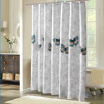 Cortinas de Chuveiro Impermeáveis de Poliéster com Borboletas Laváveis para Casa de Banho, 80x180cm, 120x180cm