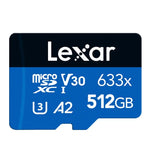 Cartão de Memória Flash TF Lexar 633x 512GB de Alta Velocidade para Câmara Desportiva, Telemóvel e Gravador de Condução para Carro, 512GB