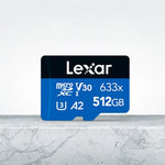 Cartão de Memória Flash TF Lexar 633x 512GB de Alta Velocidade para Câmara Desportiva, Telemóvel e Gravador de Condução para Carro, 512GB