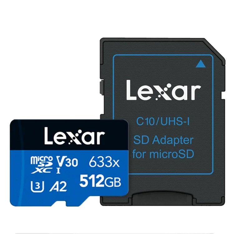 Cartão de Memória Flash TF Lexar 633x 512GB de Alta Velocidade para Câmara Desportiva, Telemóvel e Gravador de Condução para Carro, 512GB