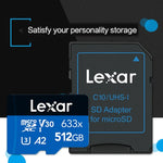 Cartão de Memória Flash TF Lexar 633x 512GB de Alta Velocidade para Câmara Desportiva, Telemóvel e Gravador de Condução para Carro, 512GB