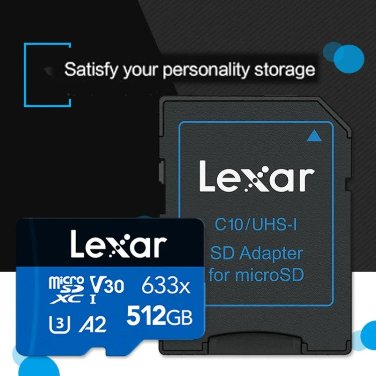 Cartão de Memória Flash TF Lexar 633x 512GB de Alta Velocidade para Câmara Desportiva, Telemóvel e Gravador de Condução para Carro, 512GB
