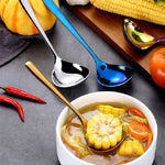 Stainless Steel Sauce Spoon Creative Big Head Long Handle Spoon, Gold, Rose Gold, Colorful