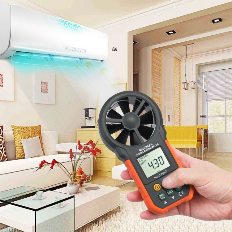 Instrumento de medição de velocidade do vento e volume de ar com visor digital de alta precisão PEAKMETER, MS6252A velocidade do vento, volume de ar, MS6252B temperatura, humidade, USB