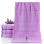 Toalhas de Rosto de Algodão Puro com Risca Grossa Padrão de Lavanda Toalhas de Rosto Absorventes