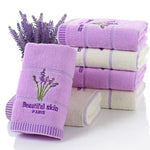 Toalhas de Rosto de Algodão Puro com Risca Grossa Padrão de Lavanda Toalhas de Rosto Absorventes