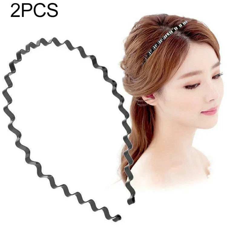 2pcs Unissexo Simples Arco de Cabelo Ondulado Banda de Cabeça Esportiva Acessórios para Cabelo