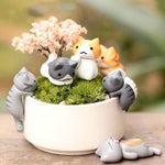 2 Conjuntos Vaso de Flor Carnudo Musgo Micro Paisagem Boneca Decoração Gato Fofo Boneca Decoração Bolo DIY, Boneca Decoração Gato Fofo