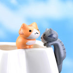 2 Conjuntos Vaso de Flor Carnudo Musgo Micro Paisagem Boneca Decoração Gato Fofo Boneca Decoração Bolo DIY, Boneca Decoração Gato Fofo