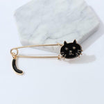 Broche Animal Pequeno de Gato com Cauda a Mexer, Preto, Branco