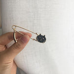 Broche Animal Pequeno de Gato com Cauda a Mexer, Preto, Branco