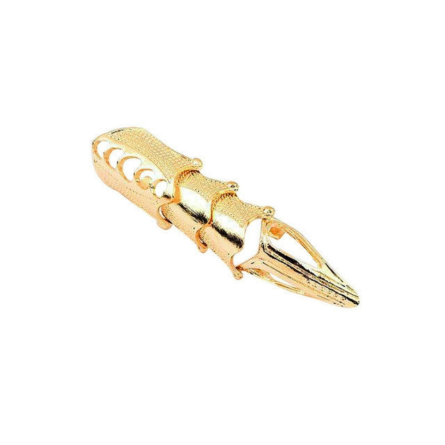 Anel Vintage Punk Prateado com Ponta e Junta Longa, Dourado, Bronze, Prateado, Ouro Antigo