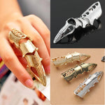 Anel Vintage Punk Prateado com Ponta e Junta Longa, Dourado, Bronze, Prateado, Ouro Antigo