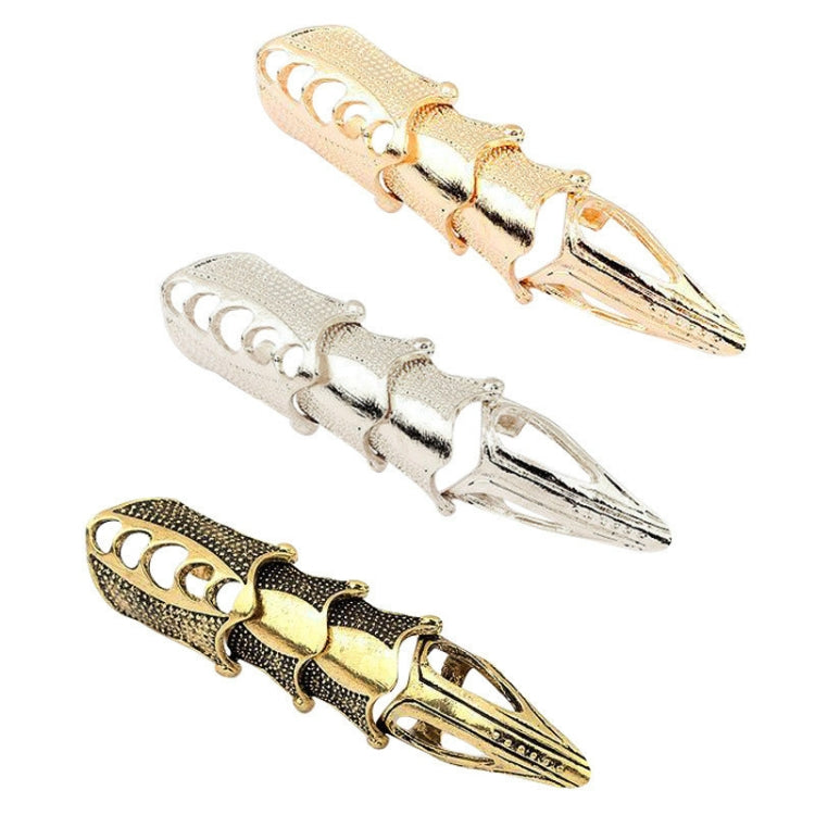 Anel Vintage Punk Prateado com Ponta e Junta Longa, Dourado, Bronze, Prateado, Ouro Antigo