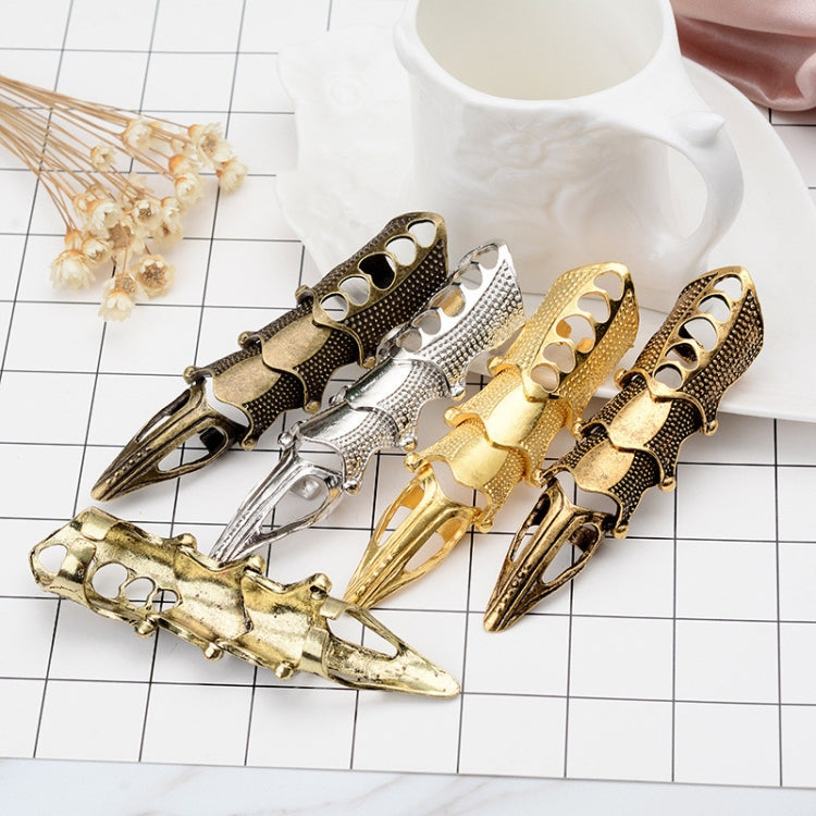Anel Vintage Punk Prateado com Ponta e Junta Longa, Dourado, Bronze, Prateado, Ouro Antigo