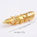 Anel Vintage Punk Prateado com Ponta e Junta Longa, Dourado, Bronze, Prateado, Ouro Antigo