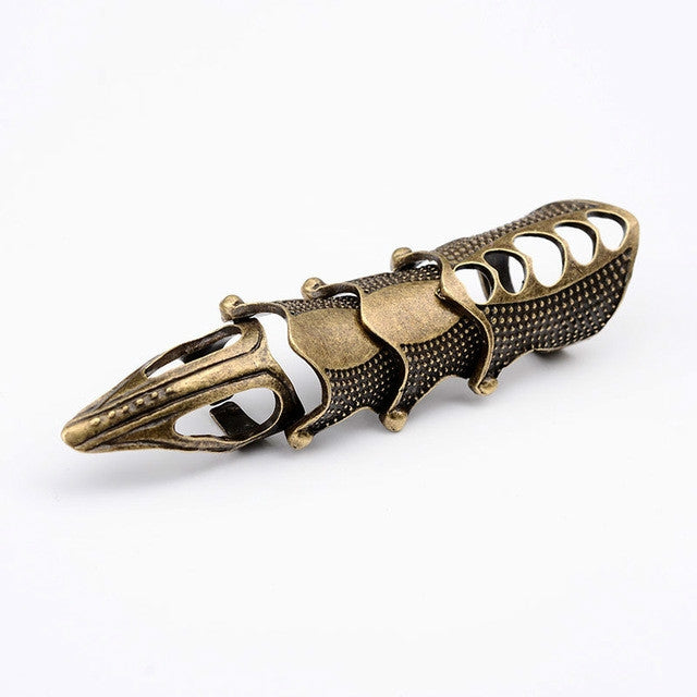 Anel Vintage Punk Prateado com Ponta e Junta Longa, Dourado, Bronze, Prateado, Ouro Antigo