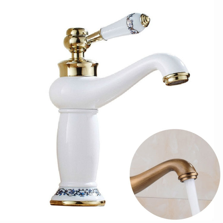 Torneira de Porcelana Azul e Branca Dupla para Água Quente e Fria em Cobre Antigo, Preto, Antigo, Platina, Preto Dourado
