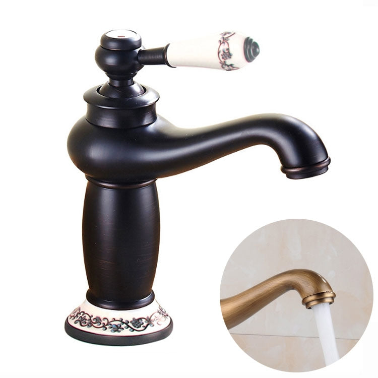 Torneira de Porcelana Azul e Branca Dupla para Água Quente e Fria em Cobre Antigo, Preto, Antigo, Platina, Preto Dourado