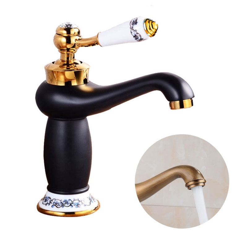 Torneira de Porcelana Azul e Branca Dupla para Água Quente e Fria em Cobre Antigo, Preto, Antigo, Platina, Preto Dourado